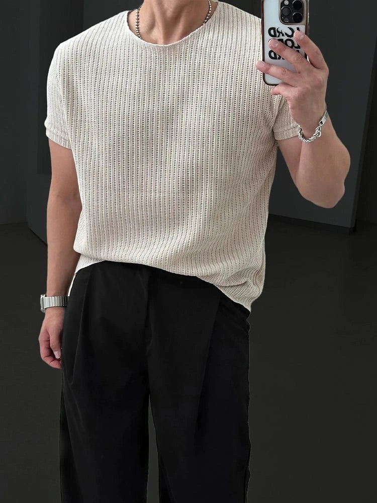 KNIT CREAM SHORT SLEEVE