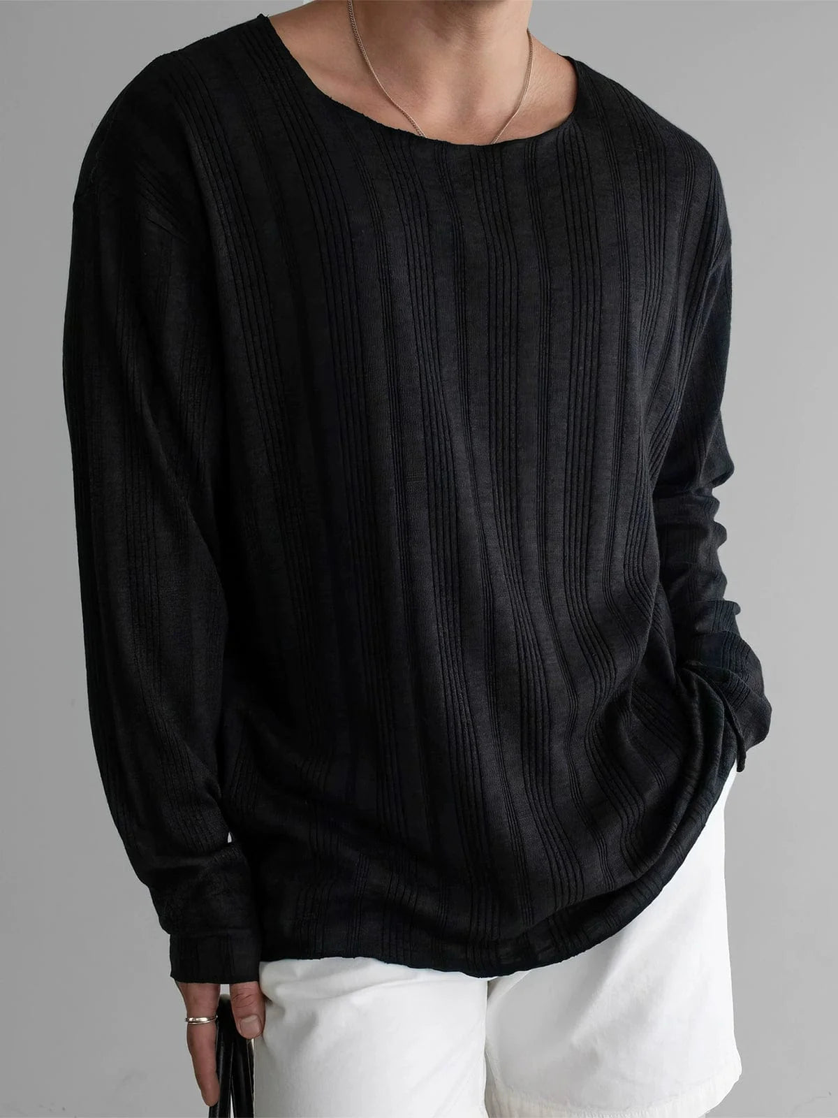 VERTICAL KNIT PULLOVER LONG SLEEVE