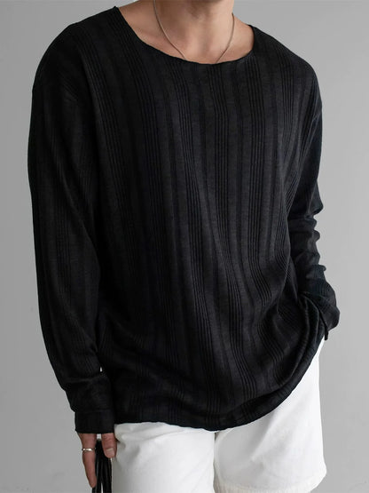 VERTICAL KNIT PULLOVER LONG SLEEVE