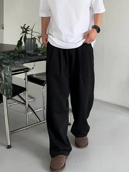 FOLDED PLEATED STRAIGHT SWEATPANTS