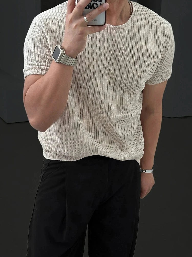 KNIT CREAM SHORT SLEEVE