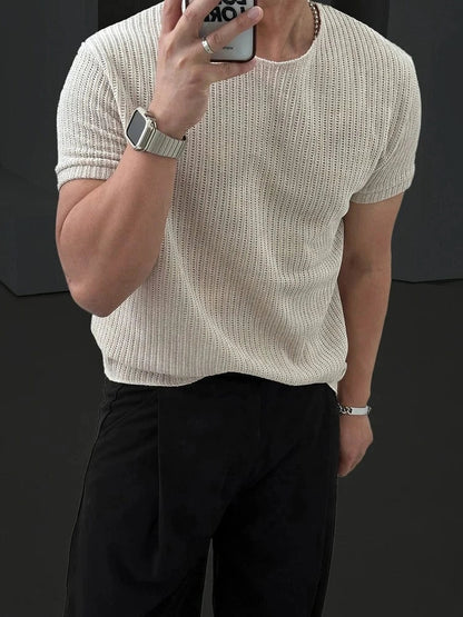 KNIT CREAM SHORT SLEEVE