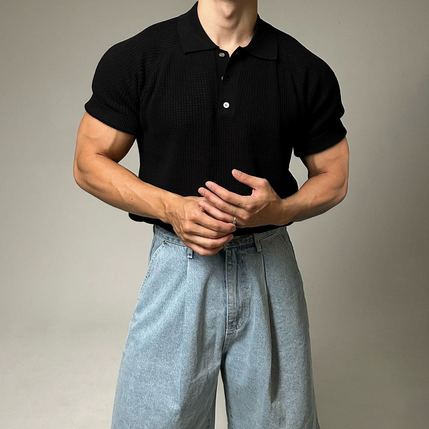 KNIT SHORT SLEEVE POLO SHIRT