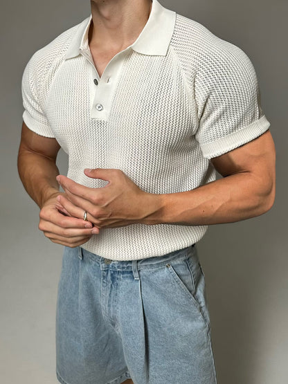 KNIT SHORT SLEEVE POLO SHIRT