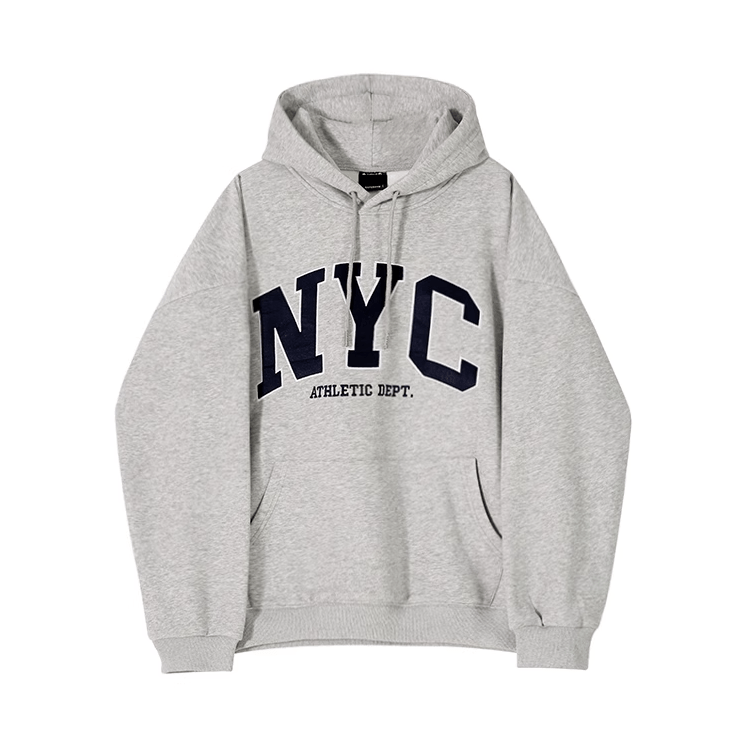 NYC EMBROIDERED LETTERED PULLOVER HOODIE