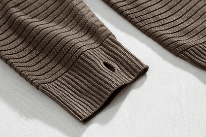 STRIPED KNITTED PULLOVER HOODIE