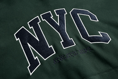 NYC EMBROIDERED LETTERED PULLOVER HOODIE