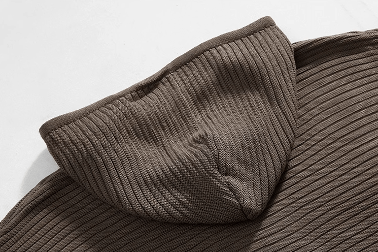 STRIPED KNITTED PULLOVER HOODIE